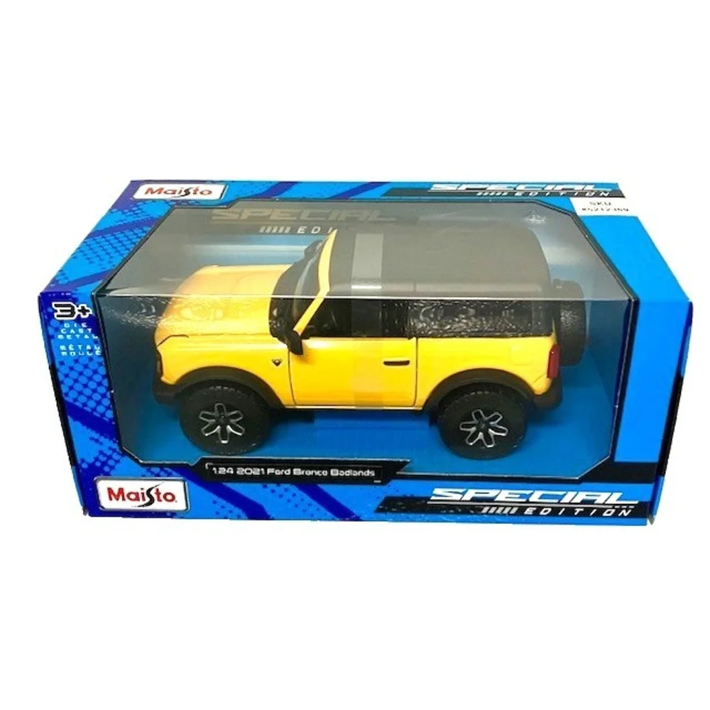Maisto 1:24 Diecast 2021 Ford Bronco Badlands Yellow & Black Special Edition